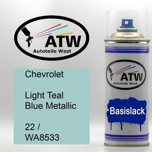 Chevrolet, Light Teal Blue Metallic, 22 / WA8533: 400ml Sprühdose, von ATW Autoteile West.